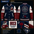 SC State Legacy Premium Navy Blue & Off-White Leather Varsity Jacket – Est. 1896