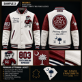 SC State Legacy Premium White & Off-White Leather Letterman Jacket – Est. 1896